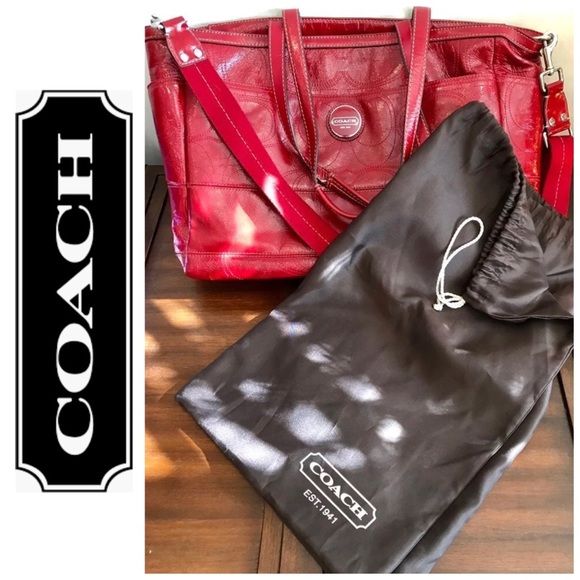 Coach Handbags - Coach Patent Leather Large Multifunction Tote Shoulder Bag with Dust Bag